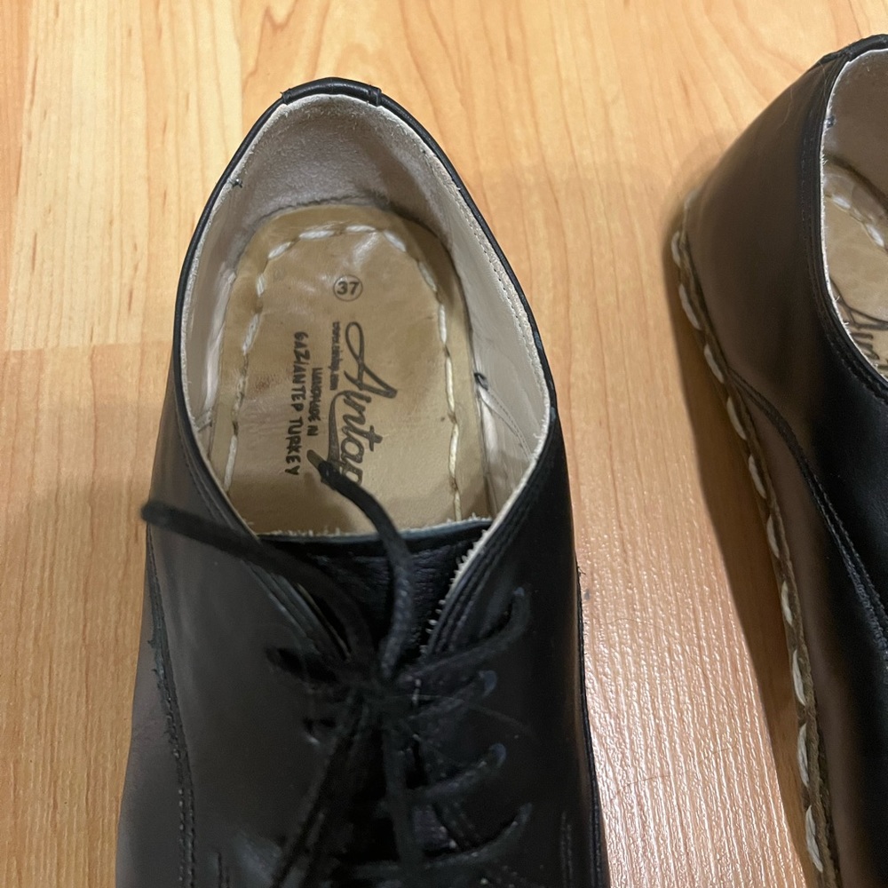 black leather women’s barefoot grounding shoes oxfords loafers size 37 us 6.5 7 - Picture 2 of 11